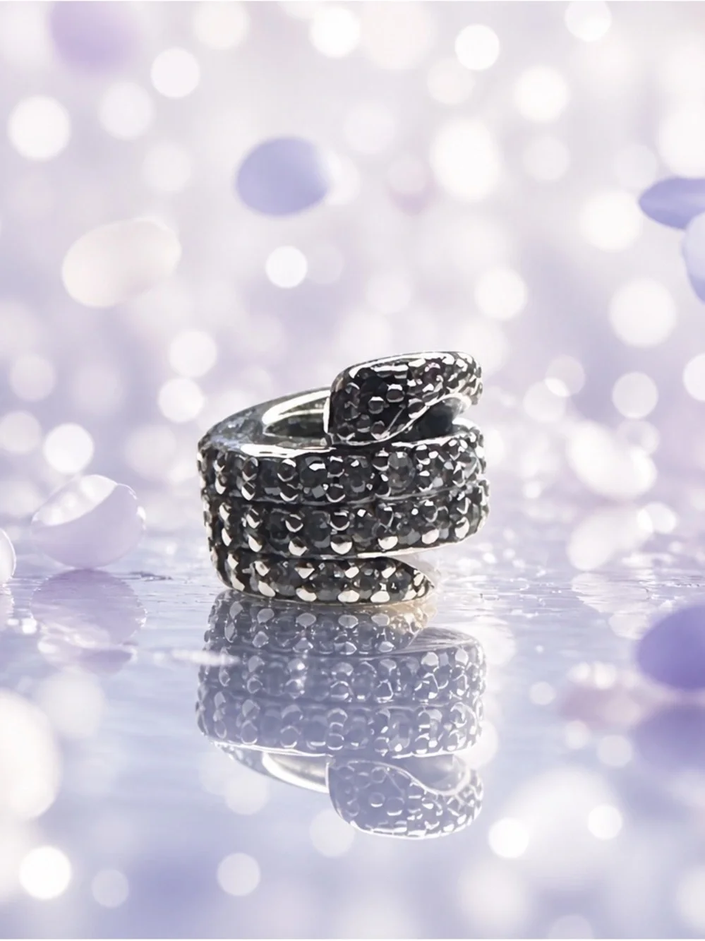 Sterling Silver Textured Snake Wrap Ring - Black Finish new with out tag